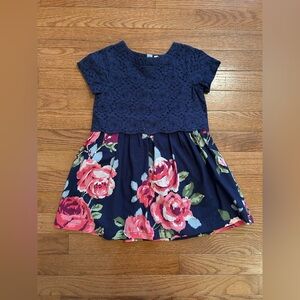 Mini Boden Navy Floral Eyelet Dress